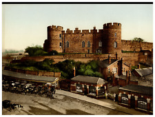 England. Shrewsbury. The Castle. Vintage photochrome by P.Z, photochrome Zurich picture