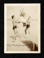 BEACH MEN SEXY SWIMSUITS MID-AIR FLIP DIVING PRACTICE OLD/VINTAGE PHOTO- L56 picture