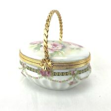 Vintage Imperia Limoges France Porcelain Floral Trinket Box w/ 22k Gold Accents picture