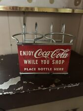 Vintage Coca Cola Two Bottle Shopping Cart Holder 1950’s picture