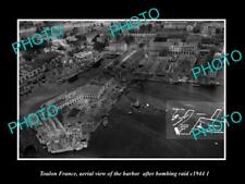 OLD LARGE HISTORIC PHOTO TOULON FRANCE AERIAL VIEW AFTER WWII BOMING c1944 2 picture