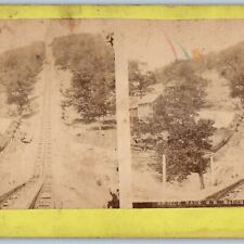 c1870s Mauch Chunk, PA Switchback Railway Real Photo Stereoview Jim Thorpe V40 picture