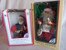 LOT OF 2 Eluceo Christmas Tree Lights Plug In Santa Electric Animated Ornaments picture