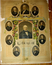 Fathers of American Odd-Fellowship ~ Original 1876 Chromolithograph Print/Poster picture