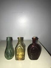 Lot of Vtg Wheaton, Mini Colored Glass Bottles Chief Wahoo Benjamin Franklin picture
