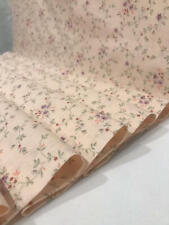 Vtg Fabric Cotton Flowers Purple Red Peach Pastel Pink Background 46x2yd picture