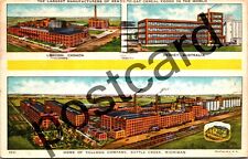 1937 KELLOGG COMPANY, 3 plants, 1.5 million packages per day, postcard jj182 picture