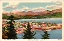 Seward AK Alaska Aerial View of the City Antique Vintage Postcard Unposted picture