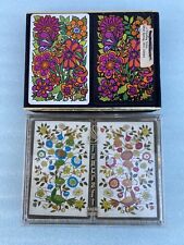 Vintage MCM Flower Power Playing Cards Mid Century Groovy 1960s Retro Birds picture