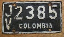 SINGLE COLOMBIA, SOUTH AMERICA LICENSE PLATE - 1973/90 - JV 2385 picture
