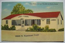 Fort Meyers FL Jones Court Cabins Old Linen Postcard; 1895 N Tamiami Trail picture
