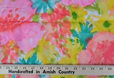 2.5 Yds VTG Drapery Upholstery Fabric Heavy Colorful Watercolor Floral picture