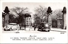 RPPC Main Gate, US Naval Training Station, Great Lakes, Illinois- Photo Postcard picture