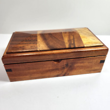 Hawaiian Koa Inlaid Wooden Box Robert Grundman Hinged Dovetail Jewelry Keepsake picture