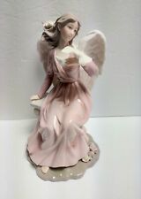 O'Well Grandeur Noel 2001 Porcelain Angel Figurine Pink Dress W/ Dove & Flowers picture