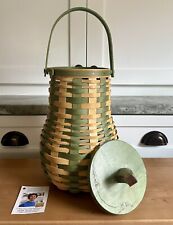 EUC/CEAN Longaberger 2017 Tall Gourd Basket with Lid Sage Green Natural picture