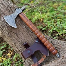 CUSTOM Hand FORGED DAMASCUS STEEL Smoking Pipe  VIKING CAMPING TOMAHAWK Axe picture