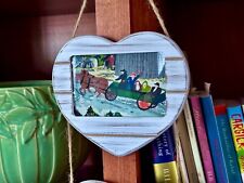 Grandma Moses Trio of Hearts Spring on the Farm Barkcloth Frame Vintage Fabric picture