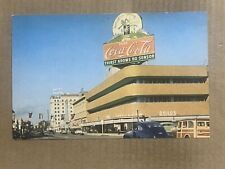 Postcard Bakersfield CA California Coca Cola Sign Drug Store Hotel Padre Old Car picture