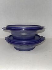 Set of 2 Tupperware Purple Flat Out Expandable Collapsible Bowls 4 Cups 5453 EUC picture