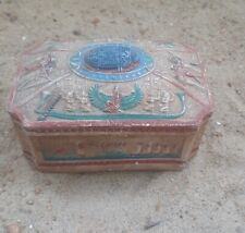 UNIQUE ANCIENT EGYPTIAN JEWELRY Box Scarab Protect Sphinx with Goddess Isis picture