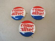 (3) Vintage 1960's COME ALIVE Pepsi Cola  tin litho pinback buttons  B6731 picture
