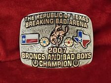 RODEO CHAMPION TROPHY BELT BUCKLE☆2007☆REPUBLIC OF TEXAS BRONC RIDING ☆RARE☆156 picture
