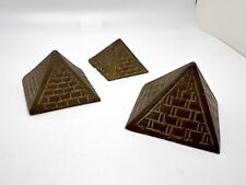 SET OF 3 VINTAGE Egyptian Pyramids Small Cast Brass Metal Nesting Paperweights picture