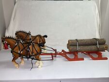 Vintage Breyer Clydesdale Stallions With Harnesses Plow And Logs picture