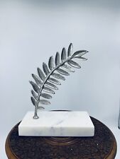 Single Olive Leaf statue 10” figural home Decor Silver Color and Marble Base picture