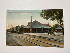 1910s STOCKTON CALIFORNIA SPRR SOUTHERN PACIFIC RAILROAD DEPOT~VINTAGE POSTCARD picture