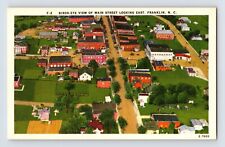 Postcard North Carolina Franklin NC Main Street Aerial 1940s Unposted Linen picture