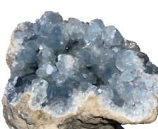 Madagascar Celestite Crystal druzy cluster sky Blue Geode Mineral 1ech picture