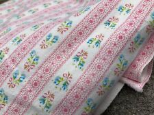VINTAGE PILLOW TICKING 84 by 28” Pink Blue Floral Sturdy Cotton Twill Fabric picture