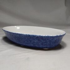 Vintage Oval Blue Spongeware Dish picture