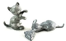 Vintage Lot Of 2 Miniature Pewter Spoontiques Cat And Mouse With Cheese  picture