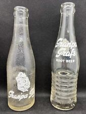 2 Vintage Graf's Ribbed Soda 7 Ounce Bottle Applied Label Grandpa Logo 1953 picture