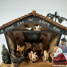 Roman Inc Praying/Kneeling Santa Nativity Set Stable WoodWorks picture