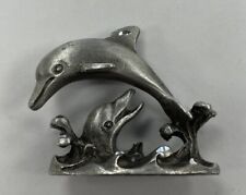 Vintage Miniature Pewter Jumping Dolphins Figurine Unmarked picture