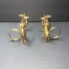 Vtg Solid Brass Reindeer Napkin Ring Lot of 4 picture