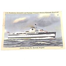 Norfolk Virginia -SS Pocahontas- Ferry Steamer Chesapeake Bay Postcard Post '53 picture