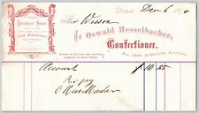 Detroit Letterhead Oswald Hesselbacher Confectioner Saloon for Ladies - 1870 Red picture