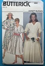Janet Russo Designer Dress Butterick 4892 Size Uncut 1980's Vintage picture