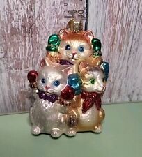 OWC - OLD WORLD CHRISTMAS  Three Kittens w/ Red Mittens Blown Glass Ornament picture