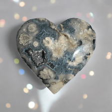 Black Flower Agate Heart Carving (#1) picture