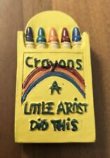 VINTAGE Crayons Kids Art Little Artist Made Did This Fridge Magnet Grandma Nana picture