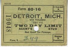 Vintage B&O  Railroad Agent Stub Form 80-16 No 19048 Detroit via Toledo picture