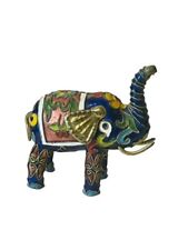 Cloisonne France French Elephant Figurine Pachyderm Gift Trunk Up vtg ornament picture