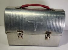 Vtg THERMOS Brand Silver Aluminum Domed Miners Work Lunch Box Pail  V Victory picture