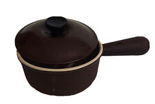2 Pc Le Creuset Vintage #14 Brown Cast Iron Enamel Sauce Pot Pan Made in France picture